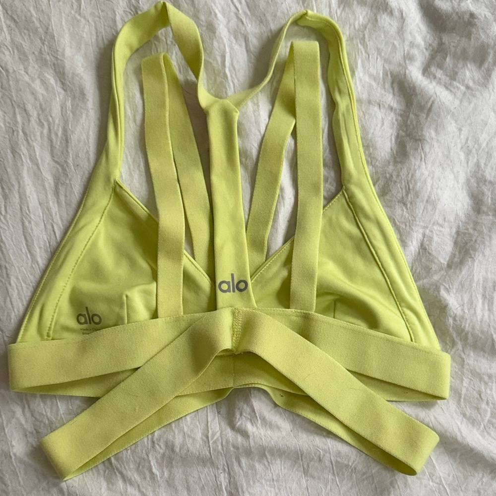 Alo Lemon Yellow Strappy Bralette - Picture 2 of 2